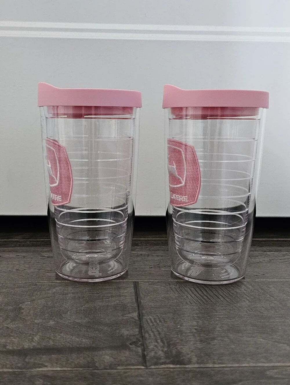 Vintage Pink & White John Deere Tervis Tumbler 24 oz - Qty 2